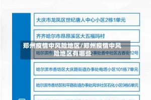 郑州疫情中风险地区/郑州疫情中风险地区有哪些