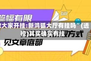 教大家开挂:新鸿狐大厅有挂吗”(透视)其实确实有挂