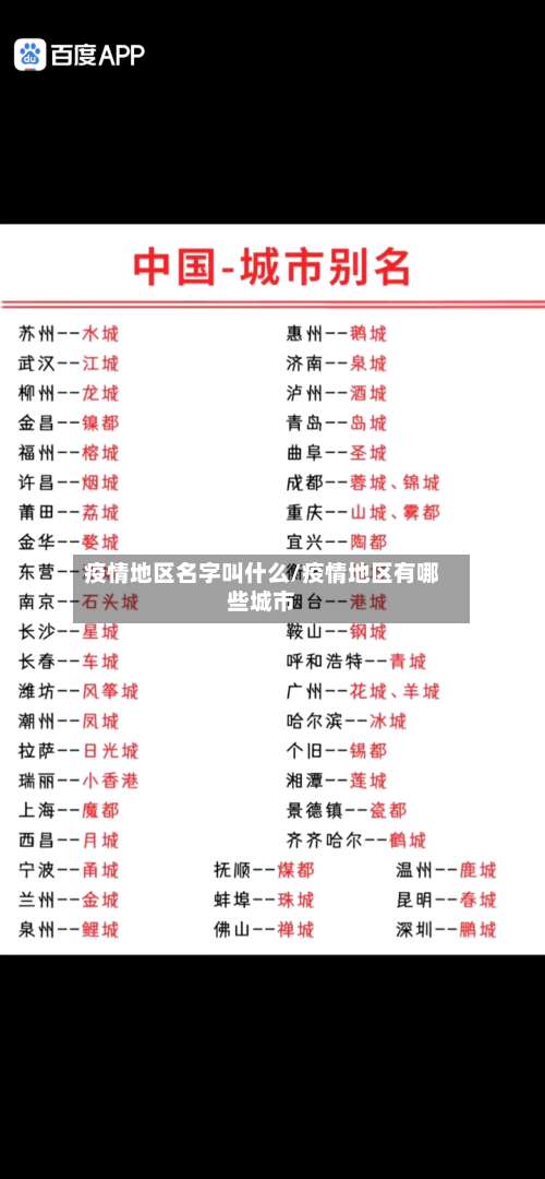 疫情地区名字叫什么/疫情地区有哪些城市-第2张图片